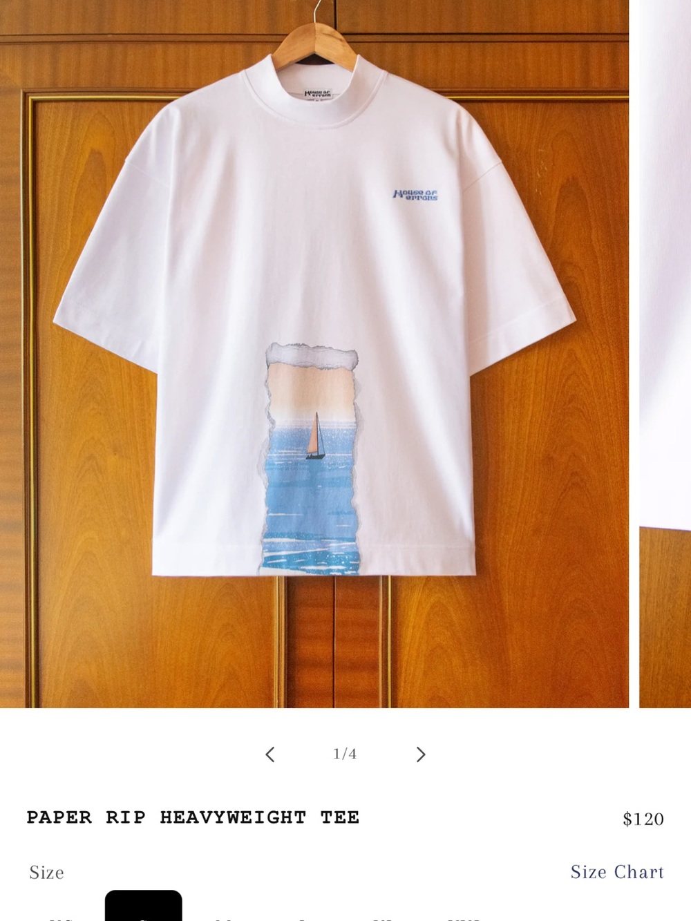 Paper Rip Heavyweight Tee - White with Blue Graphic